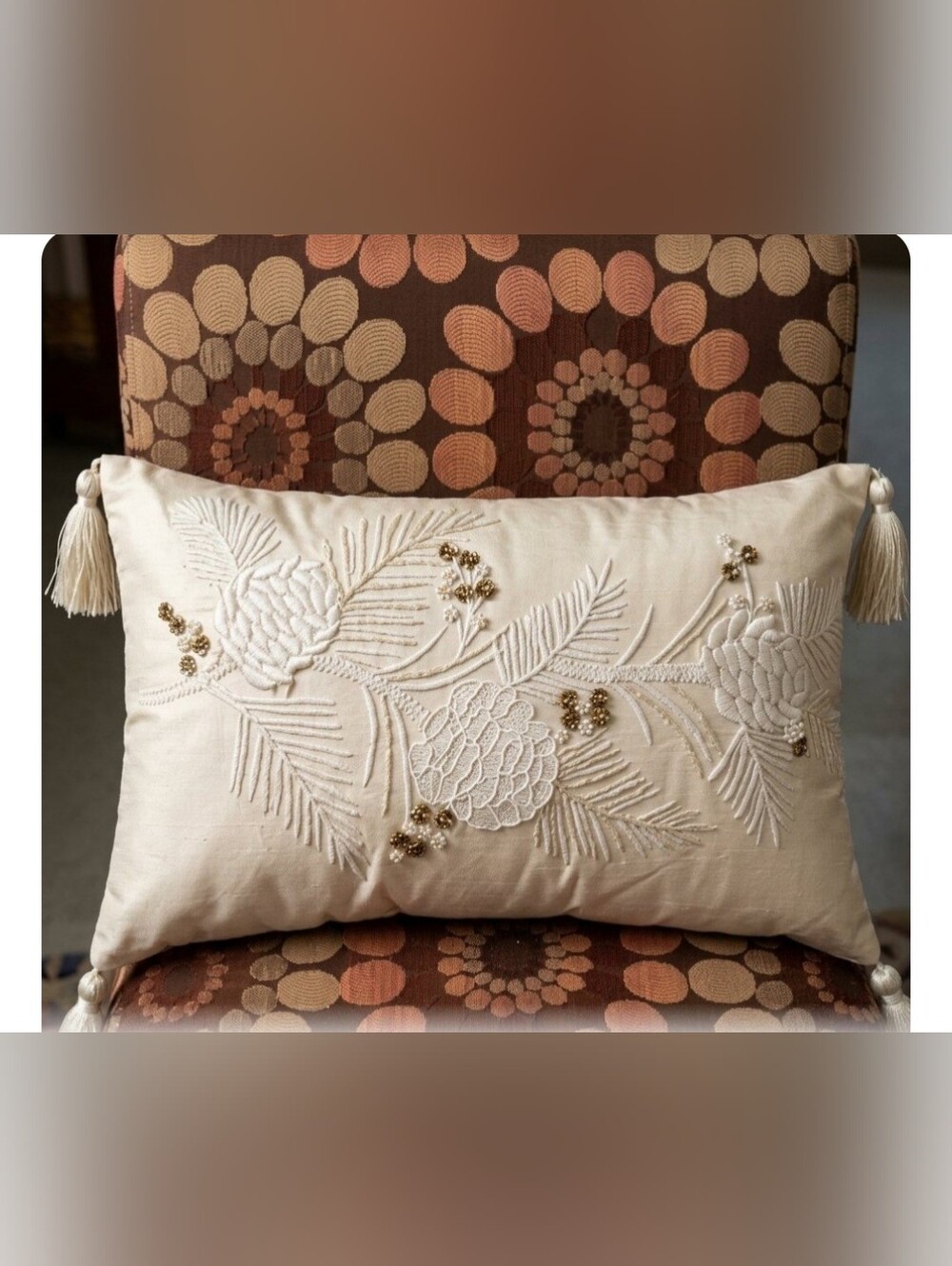 Pier 1 Winter Pillow with Embroidered Accents